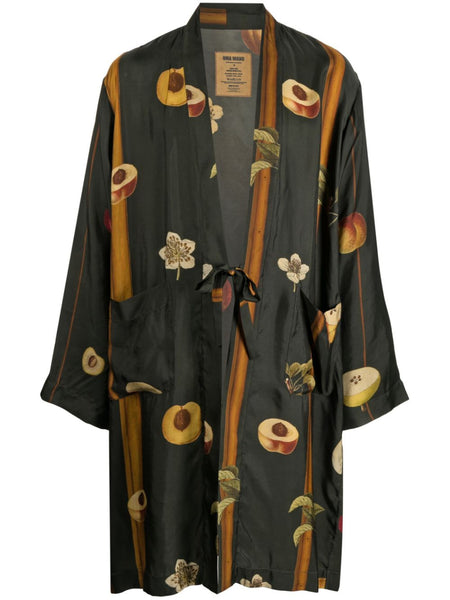 Fruit-Print Self-Tie Kimono