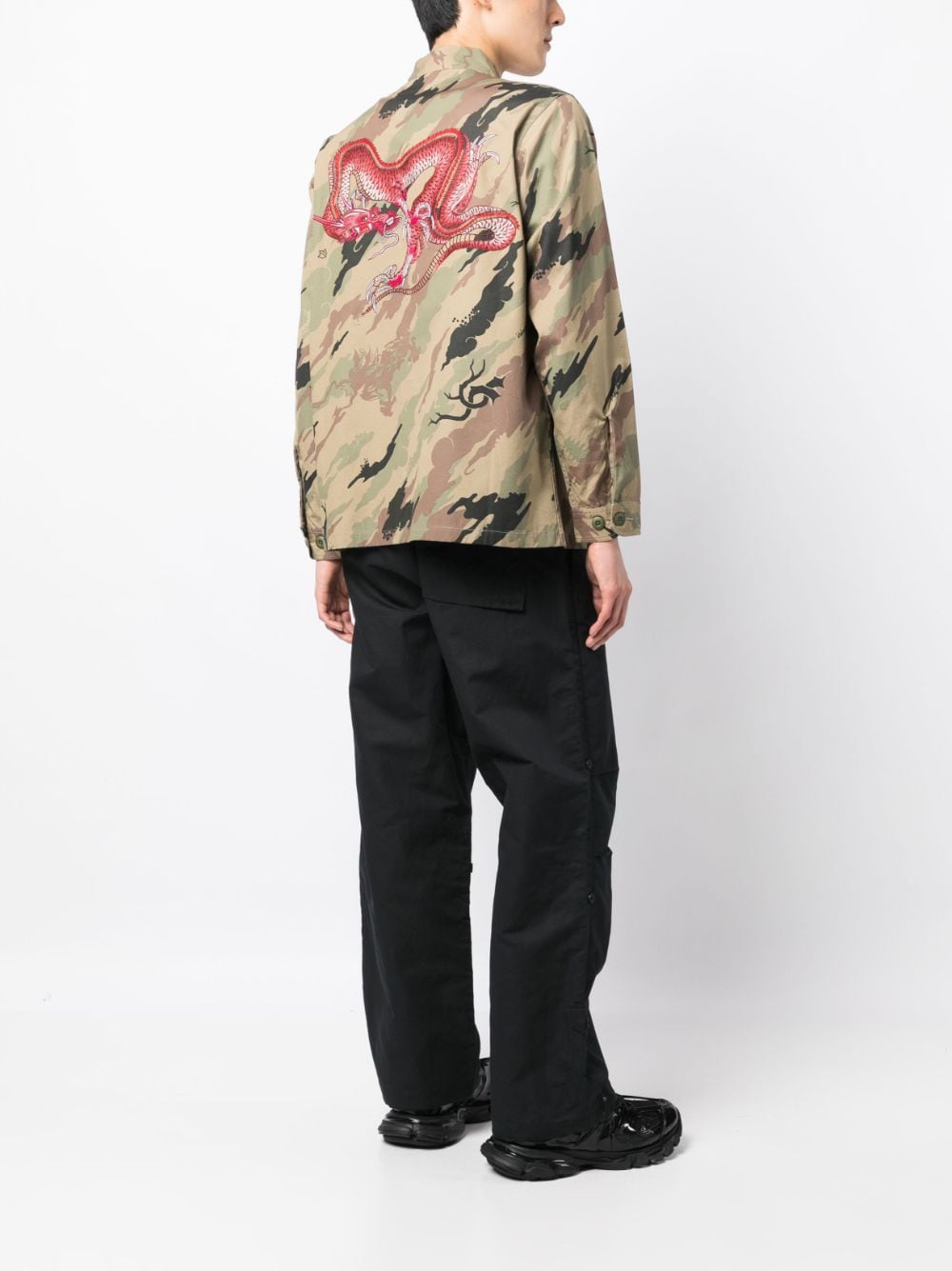 Camouflage-Print Logo-Embroidery Shirt