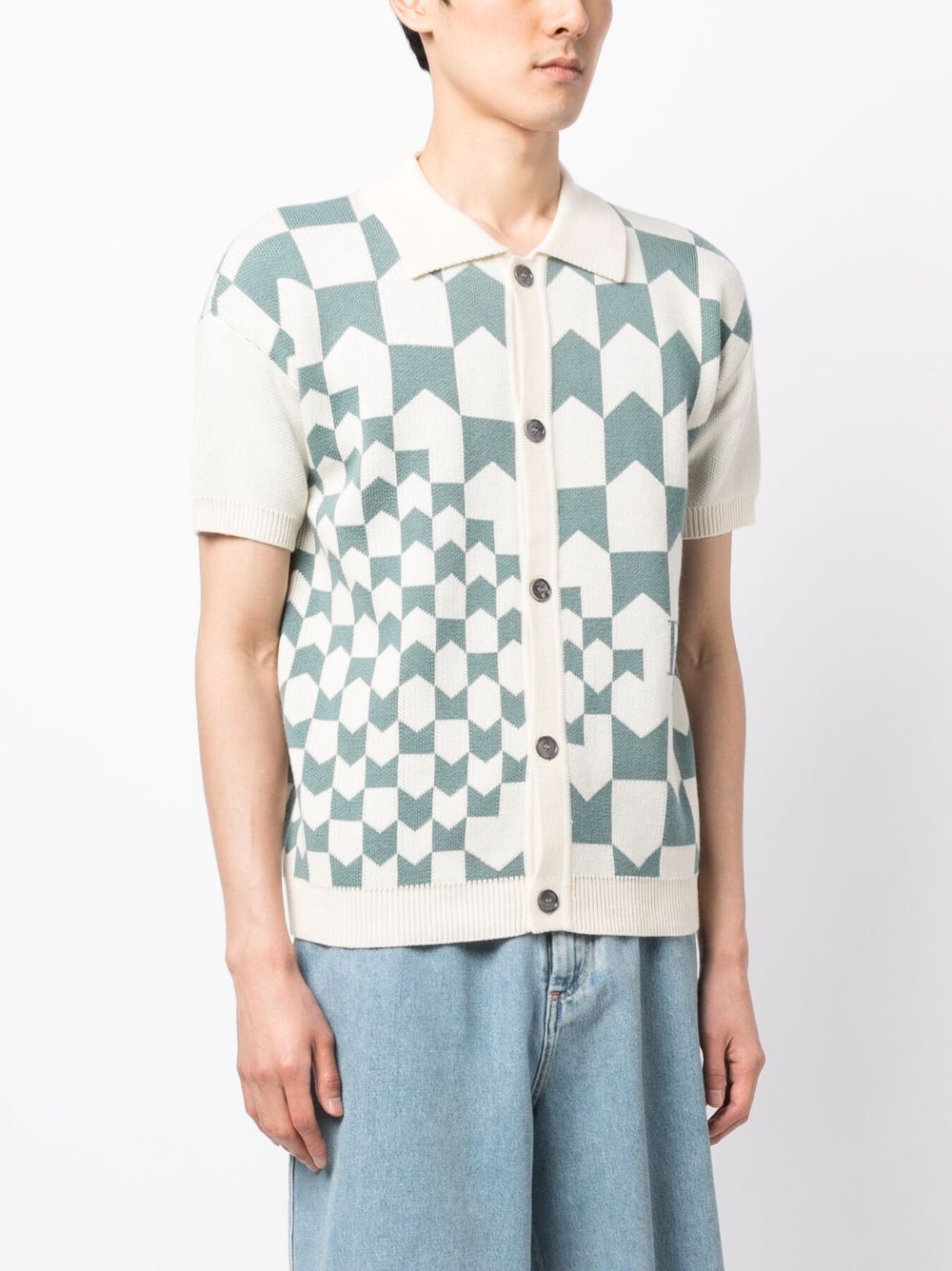 Check-Print Knitted Polo Shirt