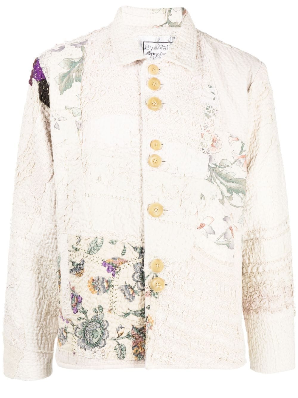 Embroidered-Patchwork Cotton Shirt Jacket