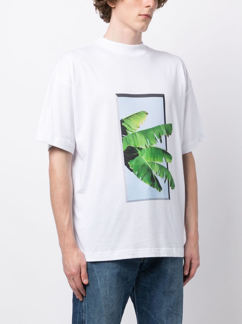 Leaf-Print Cotton T-Shirt