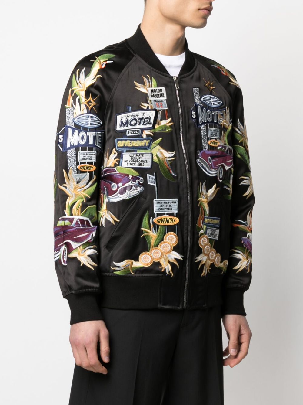 Motel-Embroidered Satin Bomber Jacket