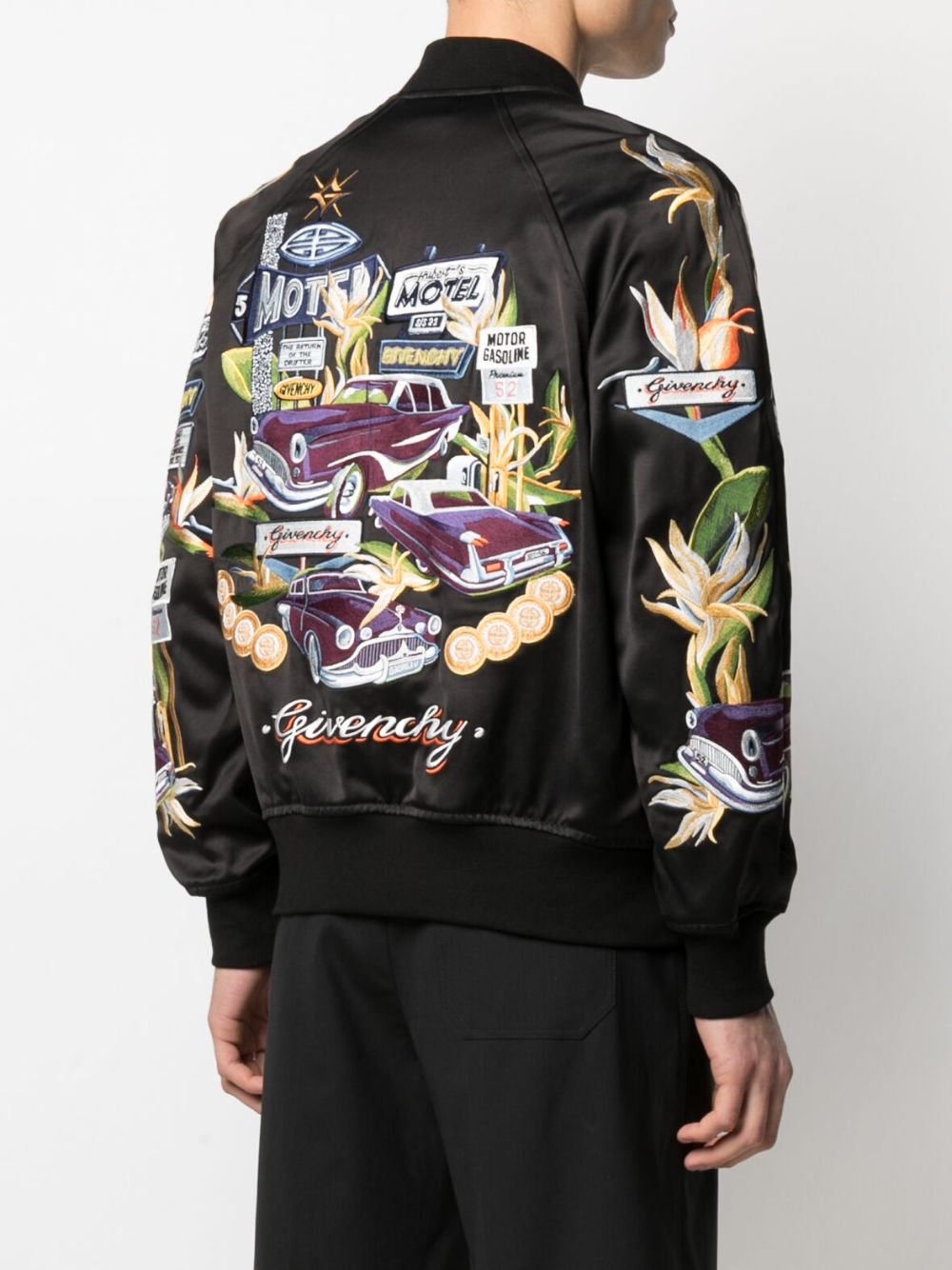 Motel-Embroidered Satin Bomber Jacket