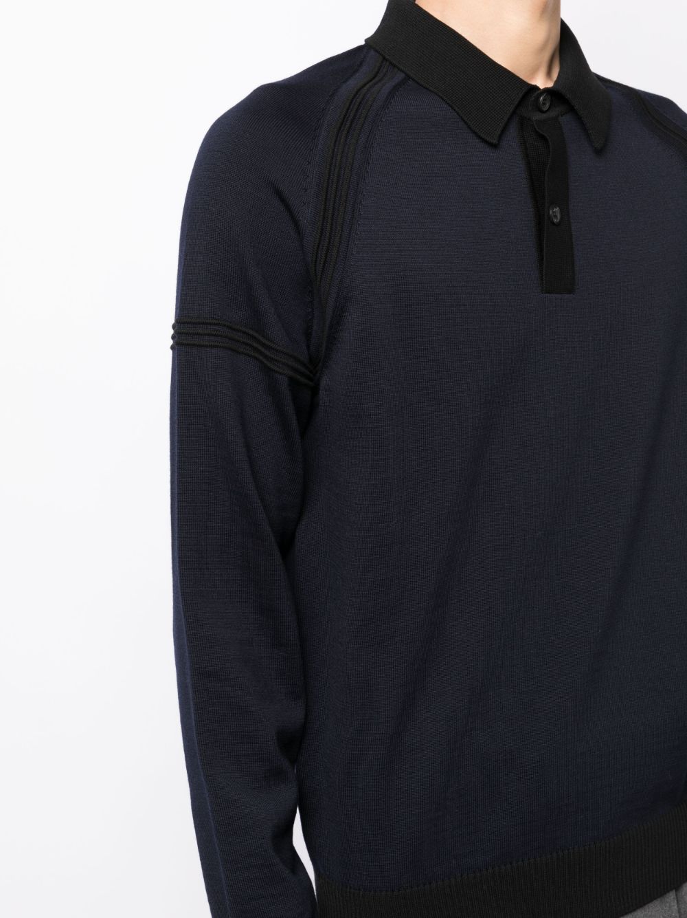 Long Raglan-Sleeve Wool Polo Shirt