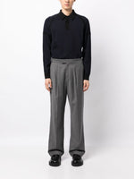 Long Raglan-Sleeve Wool Polo Shirt