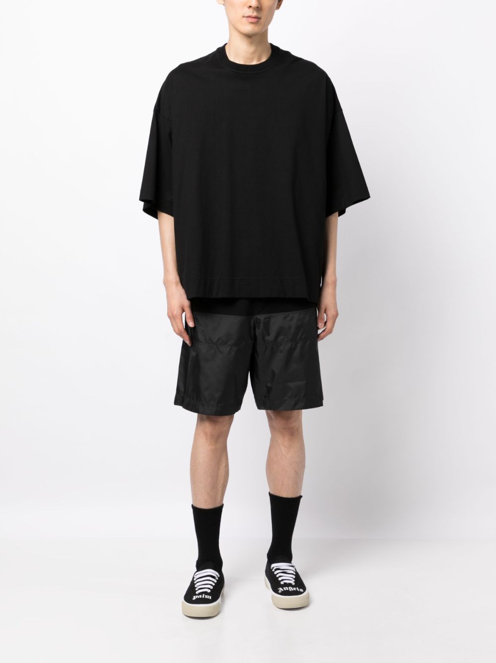 Panelled-Design Elasticated-Waistband Track Shorts