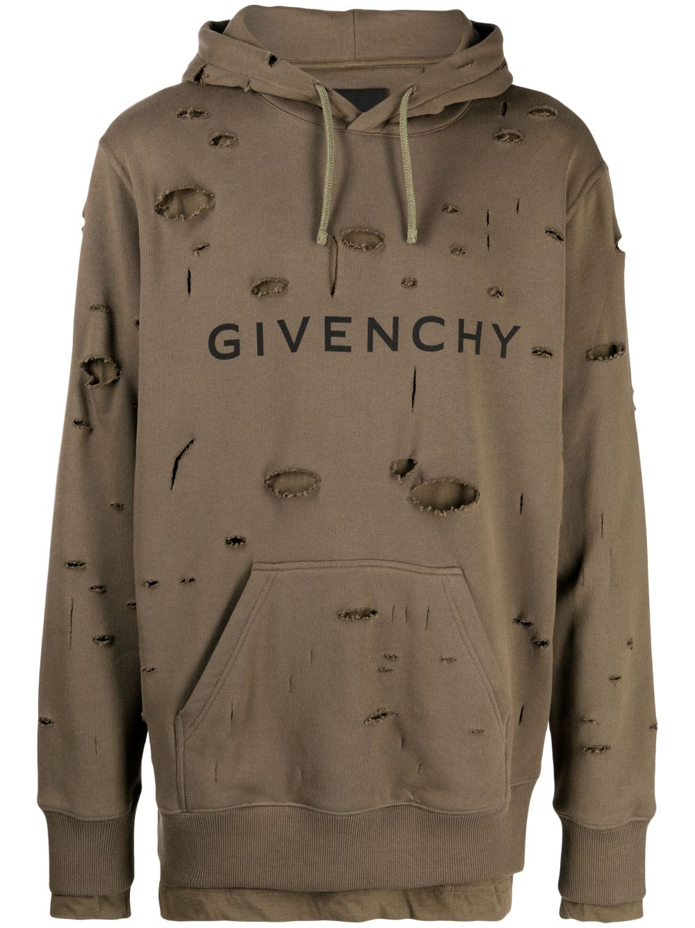 Logo-Print Distressed-Effect Hoodie