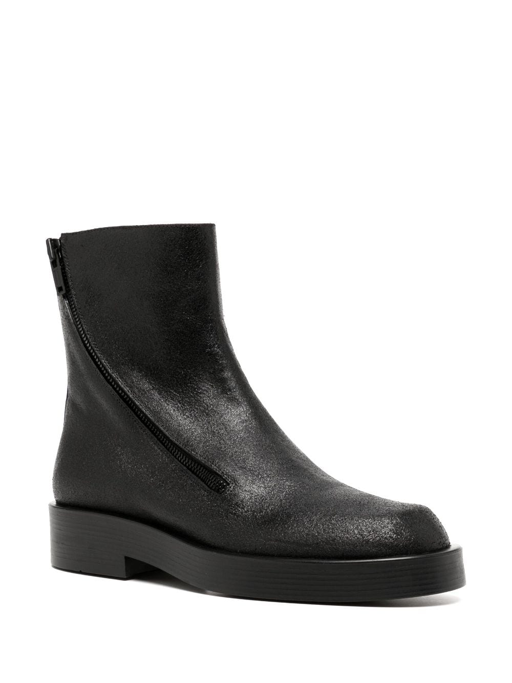 Zip-Up Leather Ankle Boots