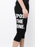 Slogan-Print Drop-Crotch Shorts