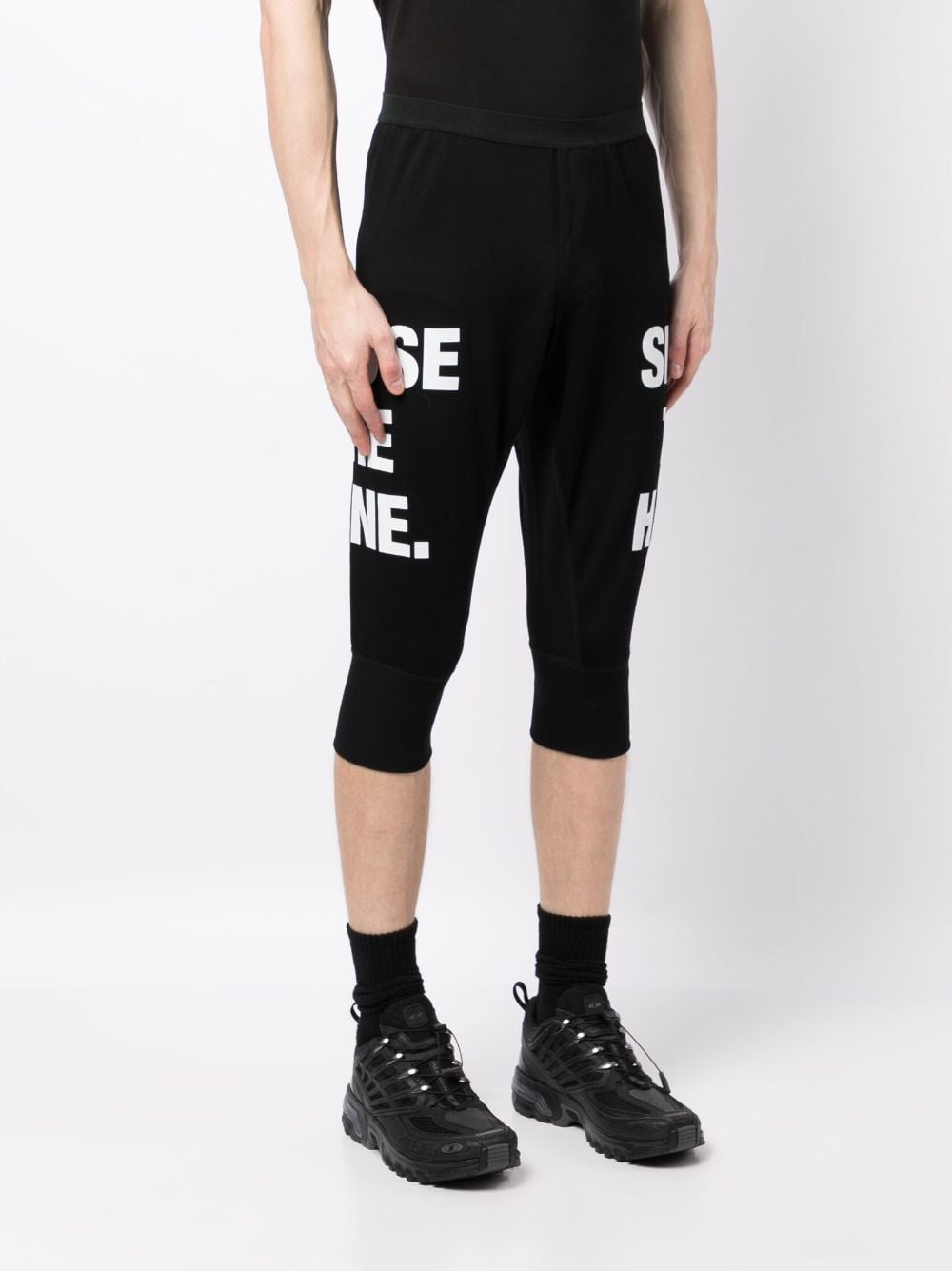 Slogan-Print Drop-Crotch Shorts