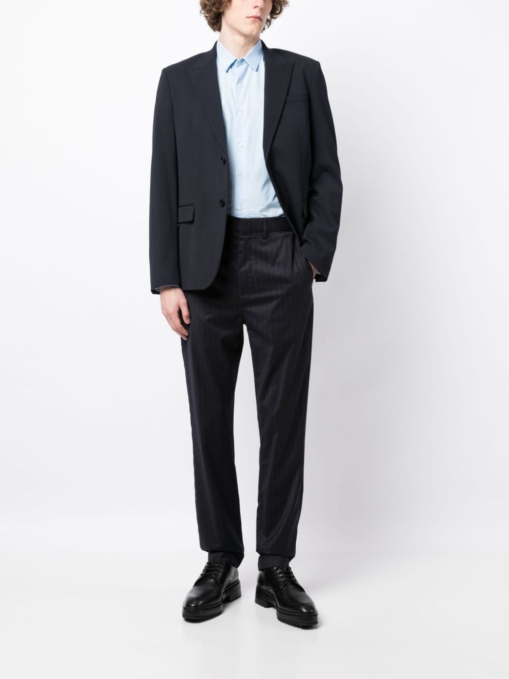 Pinstripe Tapered-Leg Trousers