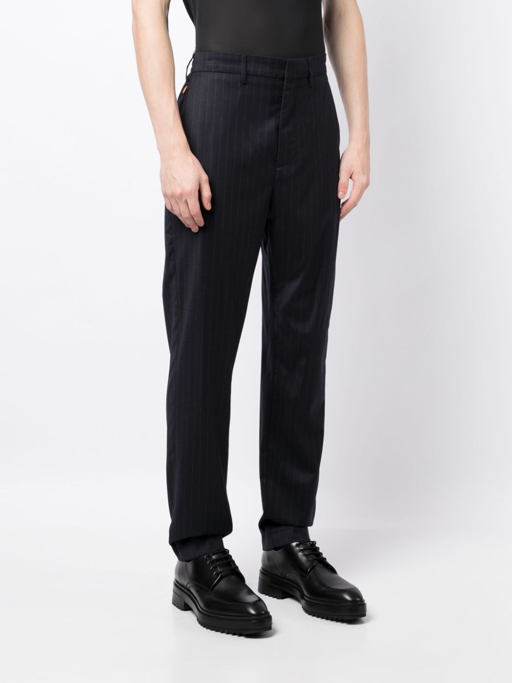 Pinstripe Tapered-Leg Trousers