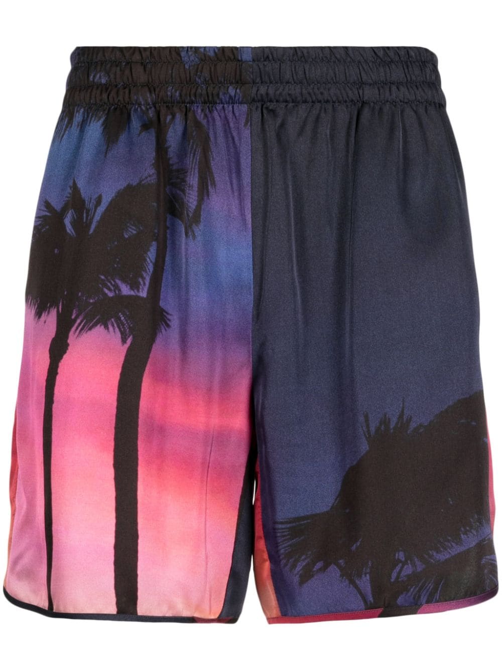 Graphic-Print Elasticated-Waist Shorts